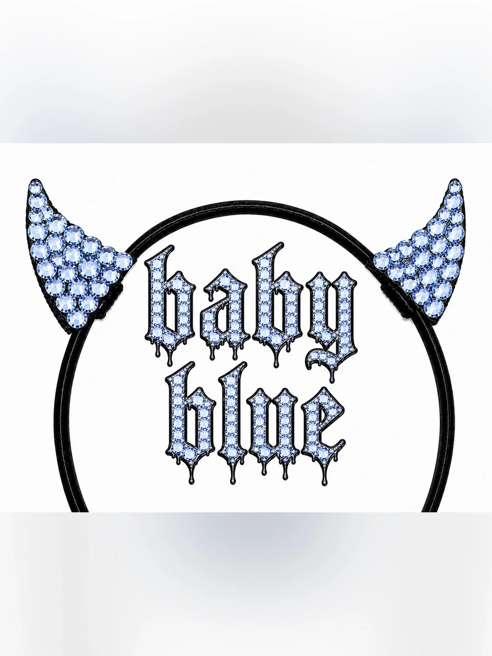 Light Sapphire Blue Mini Devil Ears Luxe Crystal Headband Spooky Goth Cute New